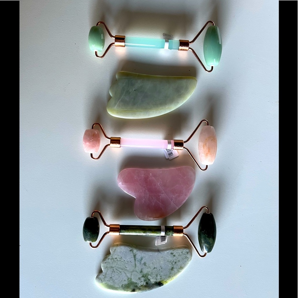 Anti-ageing skin care beauty kit Jade Roller & Gua Sha Massager 3- 2 psc set
